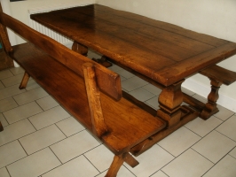 Square column Table with matching benches