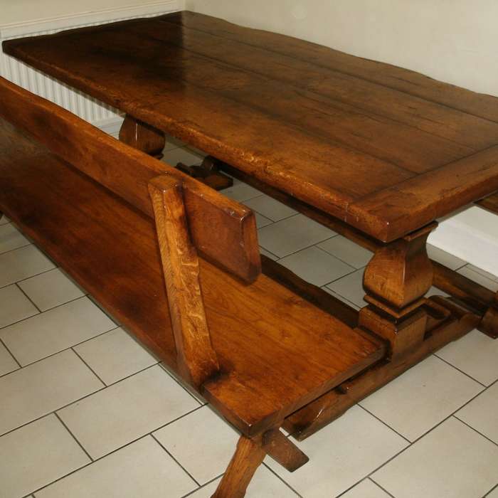 Square column Table with matching benches
