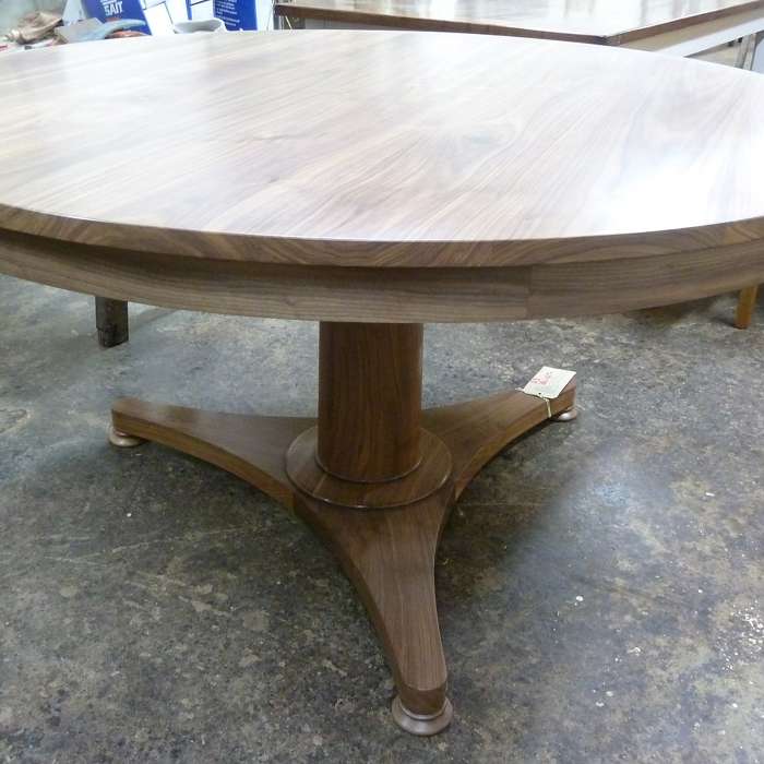 Walnut circular loo table in natural finish