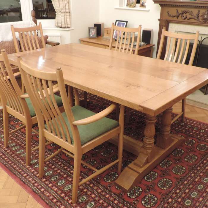 Twin Column Refectory table in Natural Finish