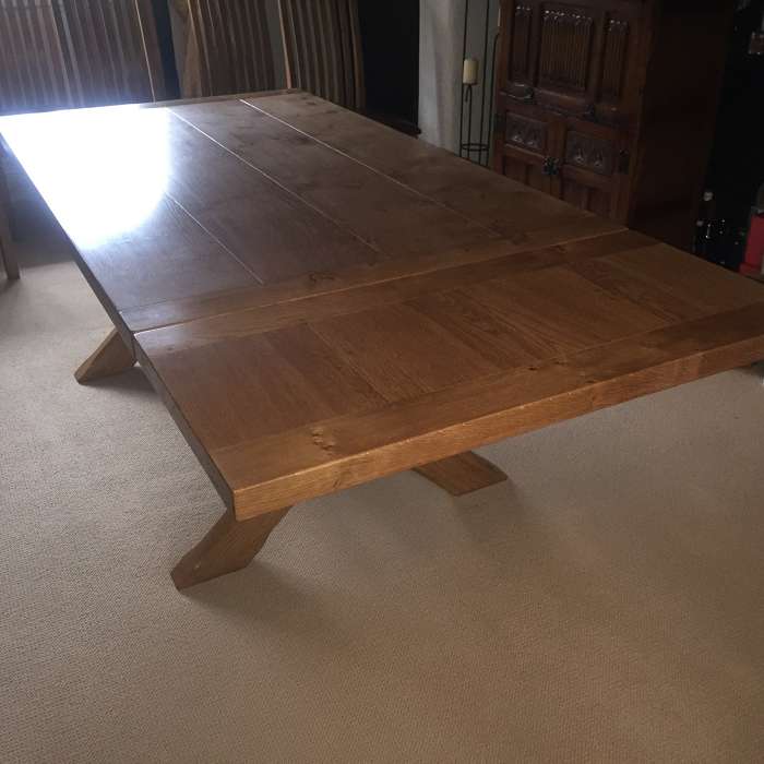 X Frame Oak Table in Straw Finish