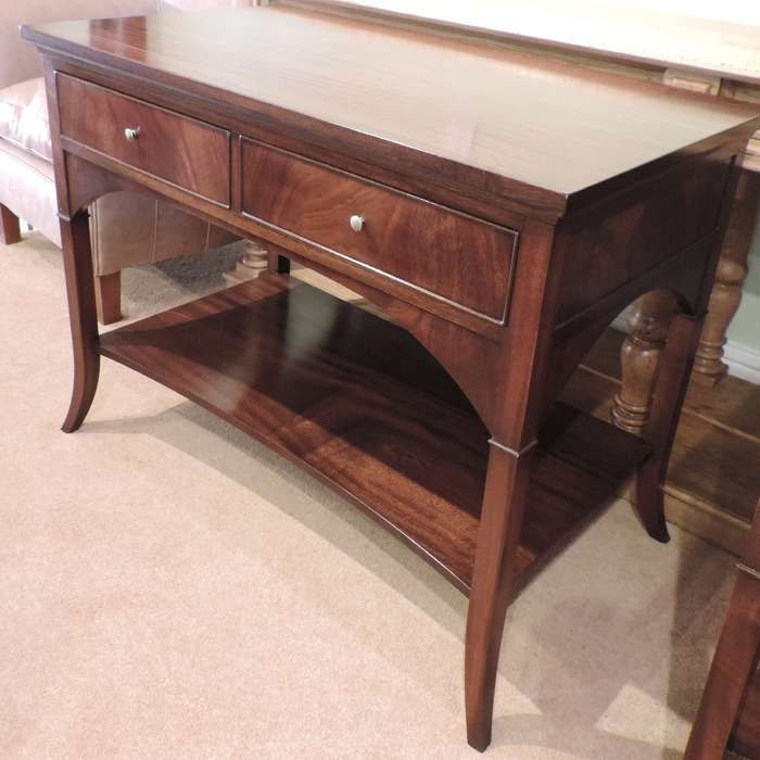Flame mahogany two drawer side table