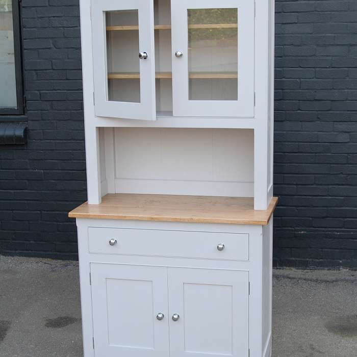 Solid oak painted kitchen cabinet in Farrow and Ball All White