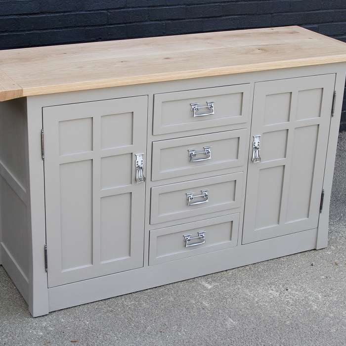 Painted Solid oak 2 door side board with a timber top
