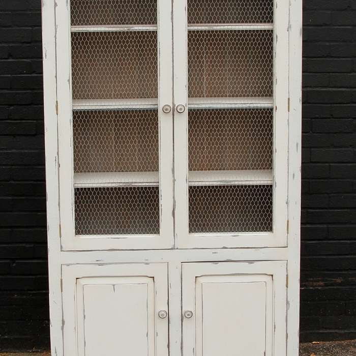 Two door glazed cabinet in Farrow and Ball White Tie