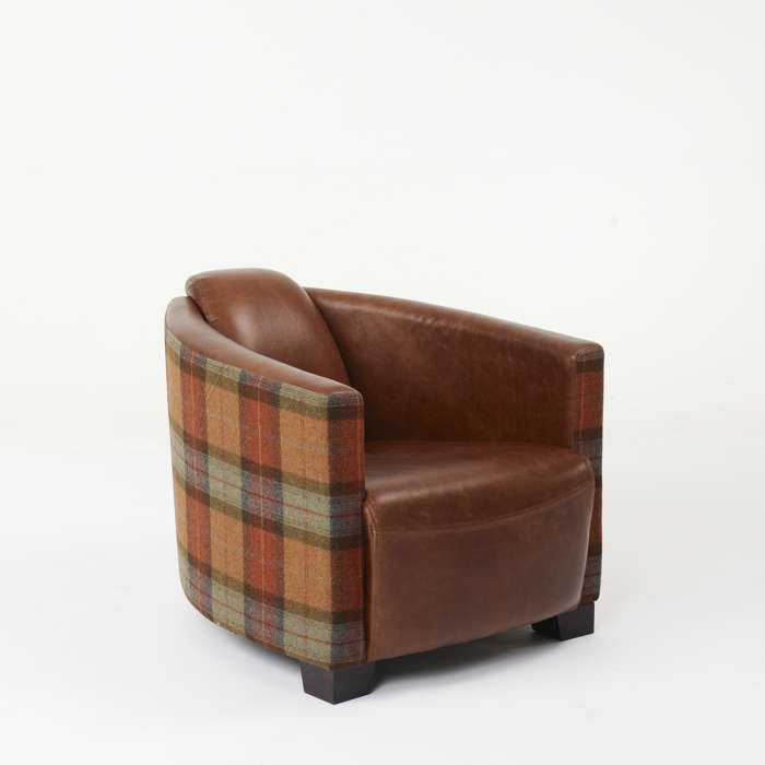Brando Chair in Brown Cerato Leather and Skye Burnt Orange