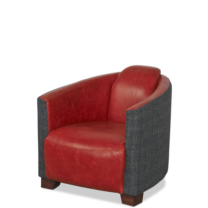 Brando Chair in Highlander Smoke and Cerato Red Leather