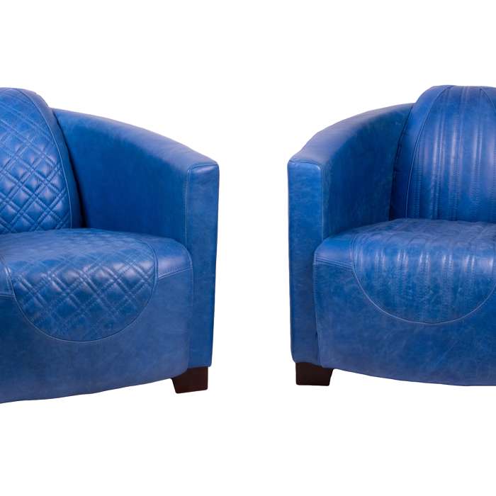 Emperor and Sovereign Chairs in Cerato Blue Leather