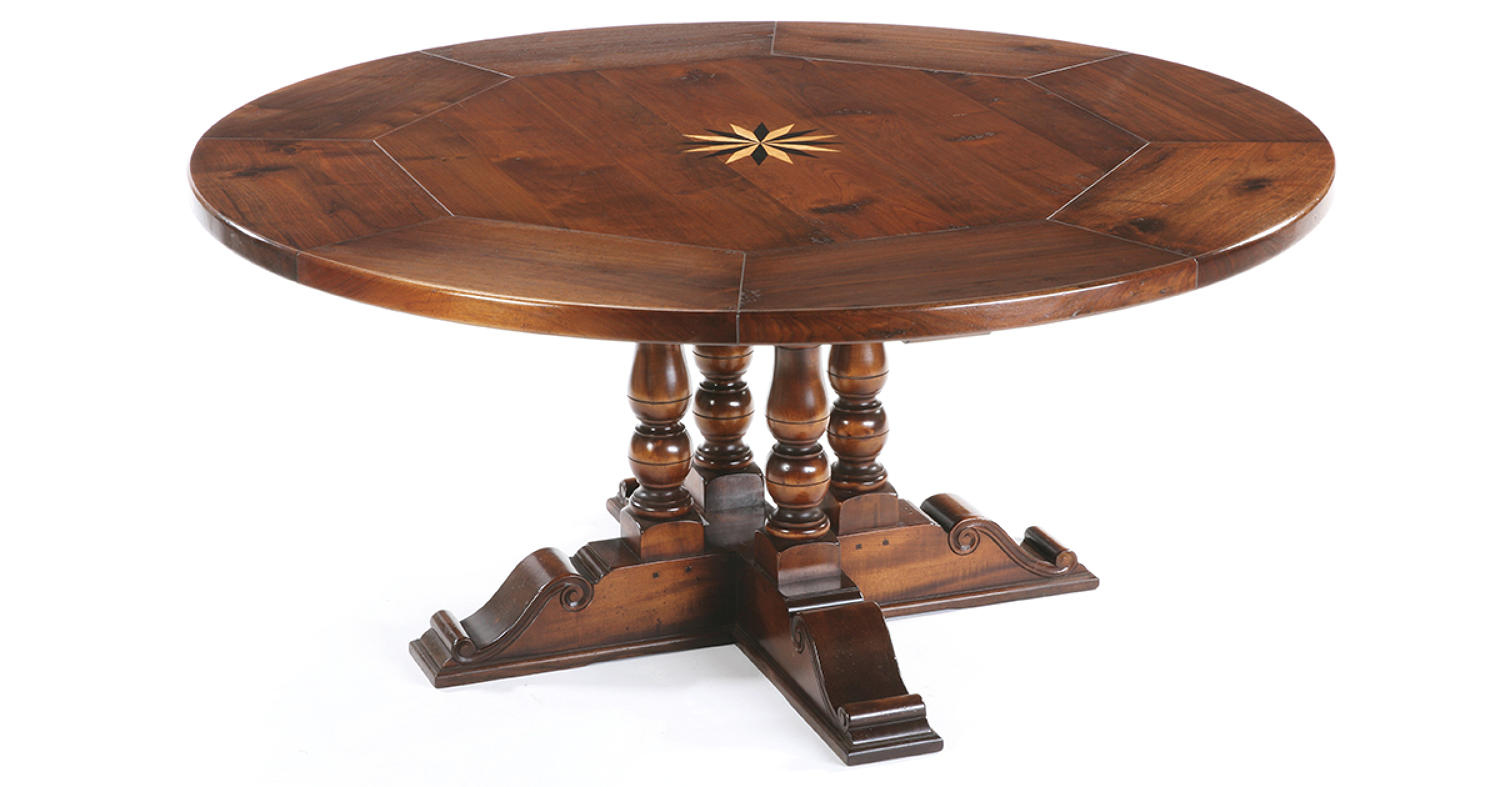 Cherry Pedestal Table with Star Inlay