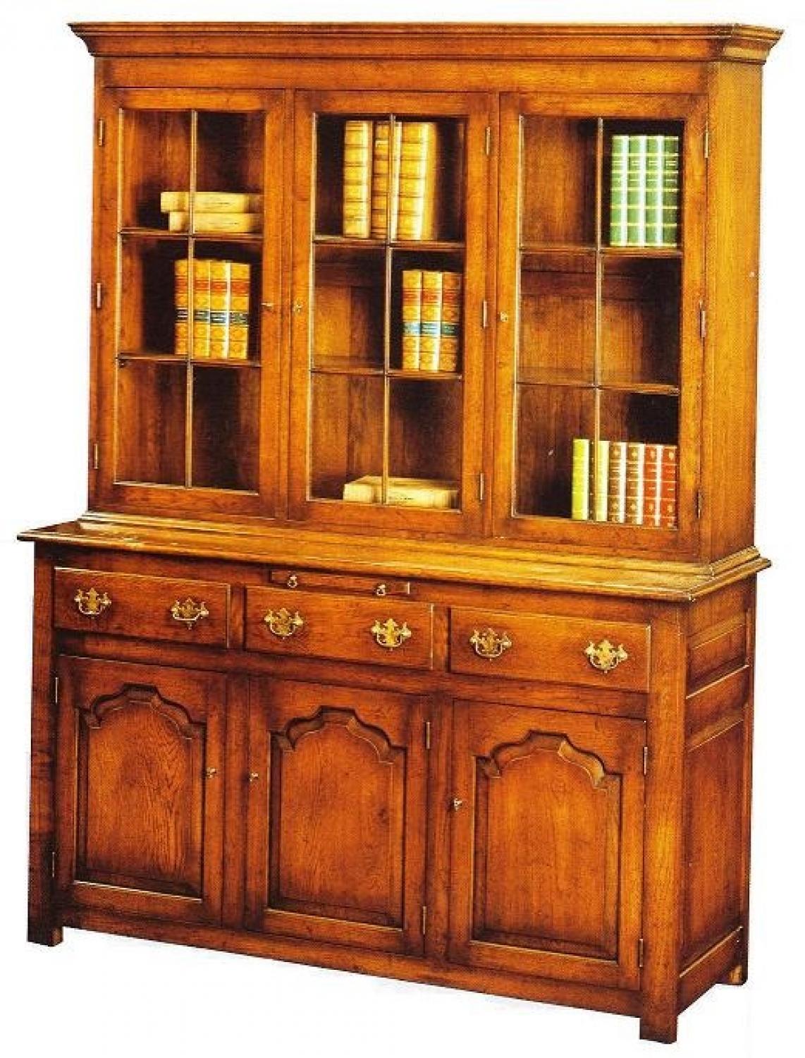 Three door Oak Glazed Bookcase