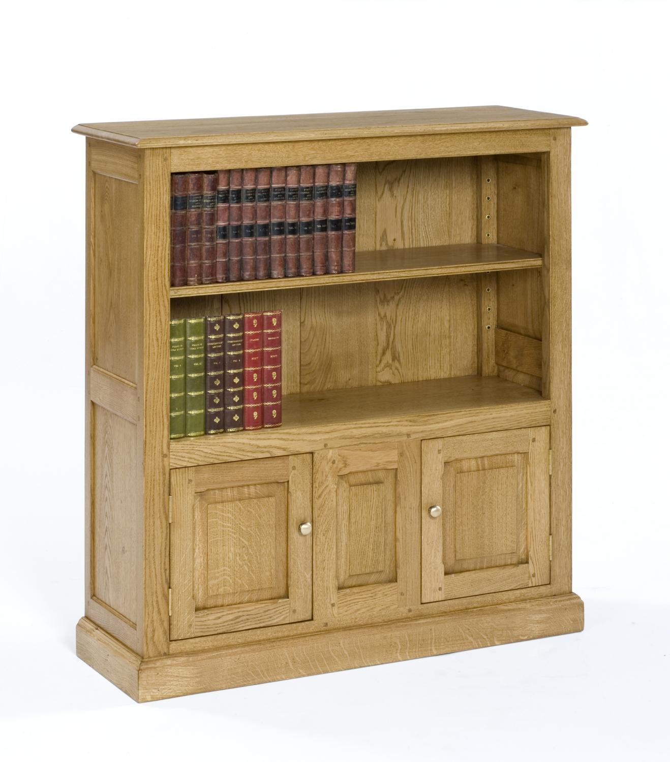 Oak Open Bookcase with cupboards