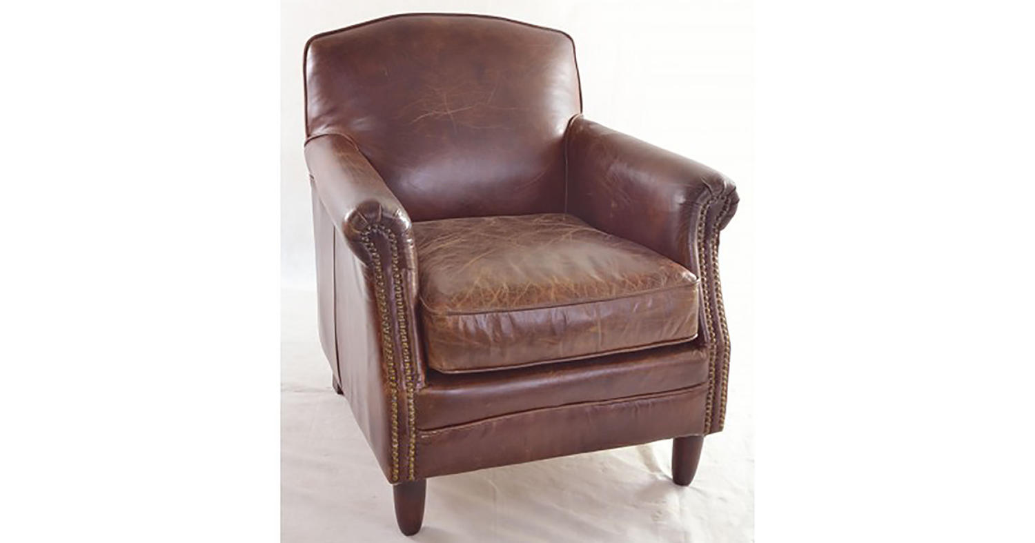 Studded Front Leather Armchair