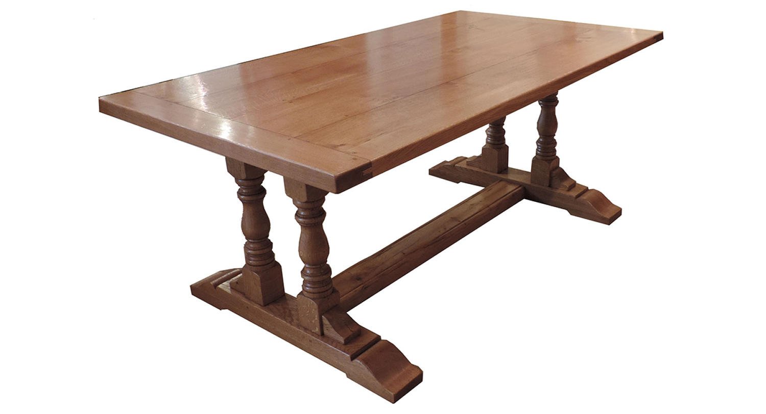 Twin Column Oak Refectory Dining Tables