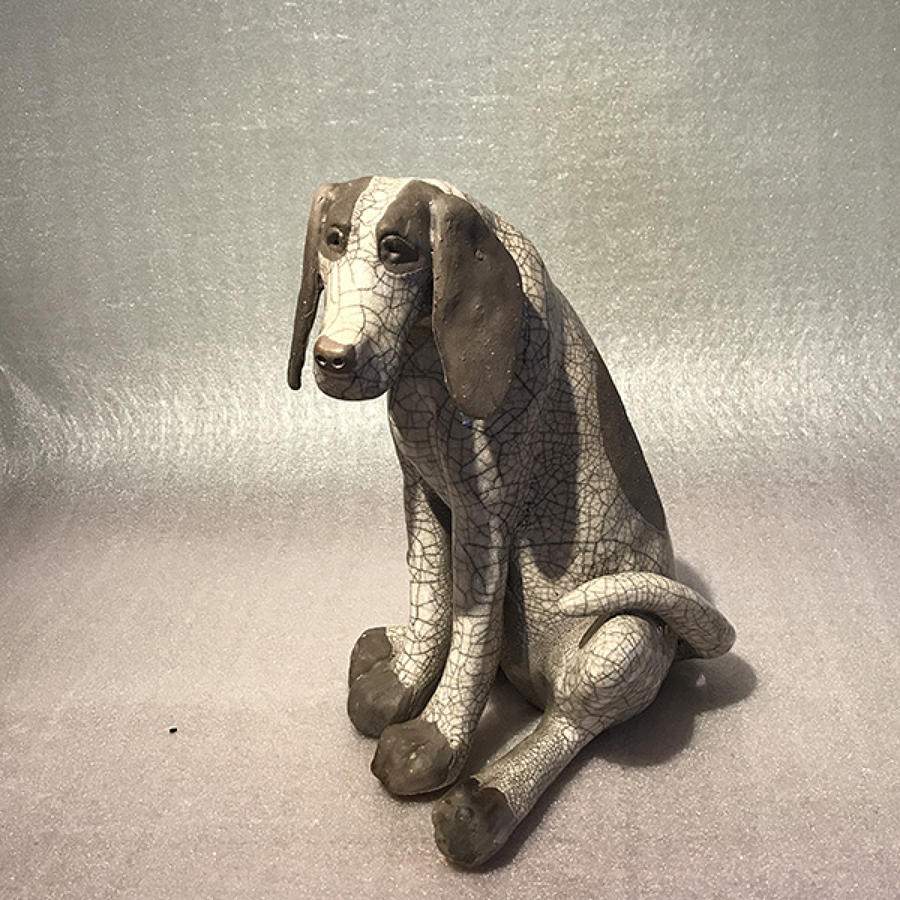 Large 'Sitting' Raku Dog Sculpture