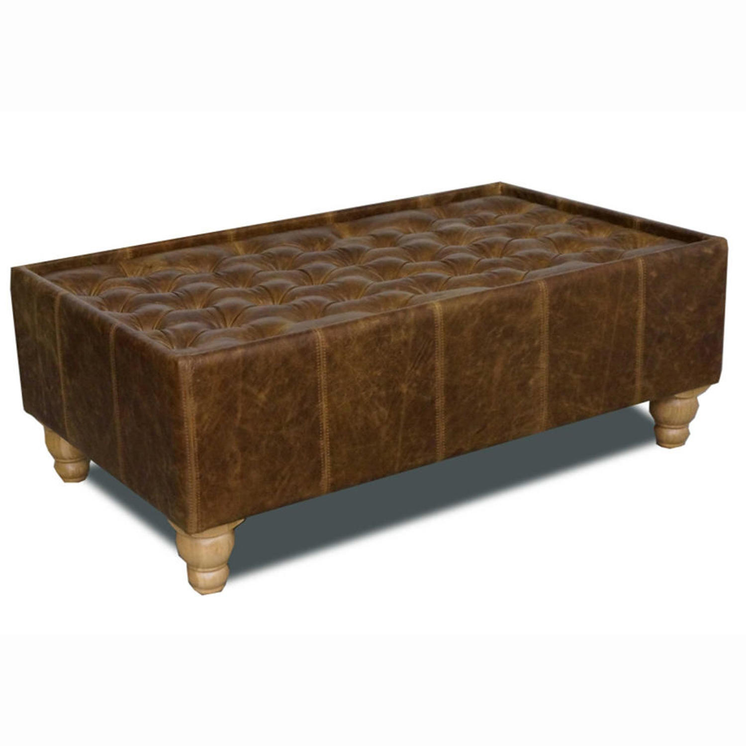 Buttoned top leather coffee table
