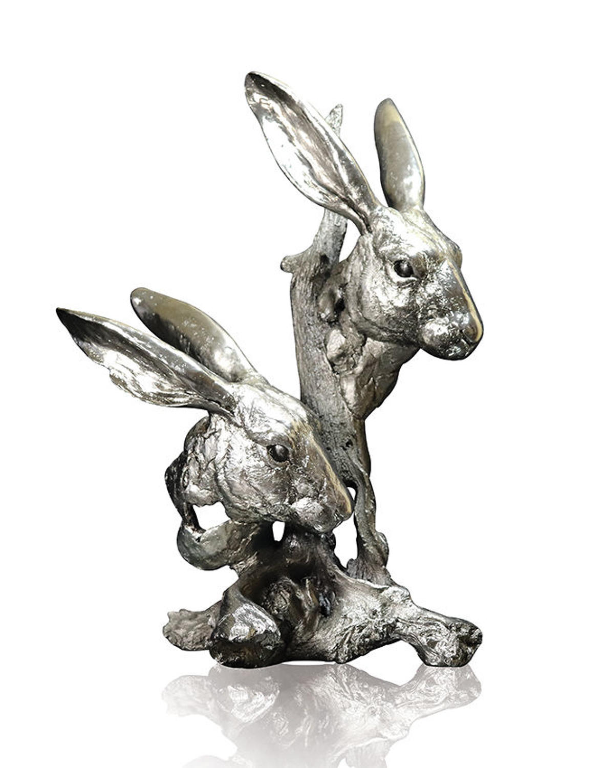 Nickel Resin Sculpture of Hares