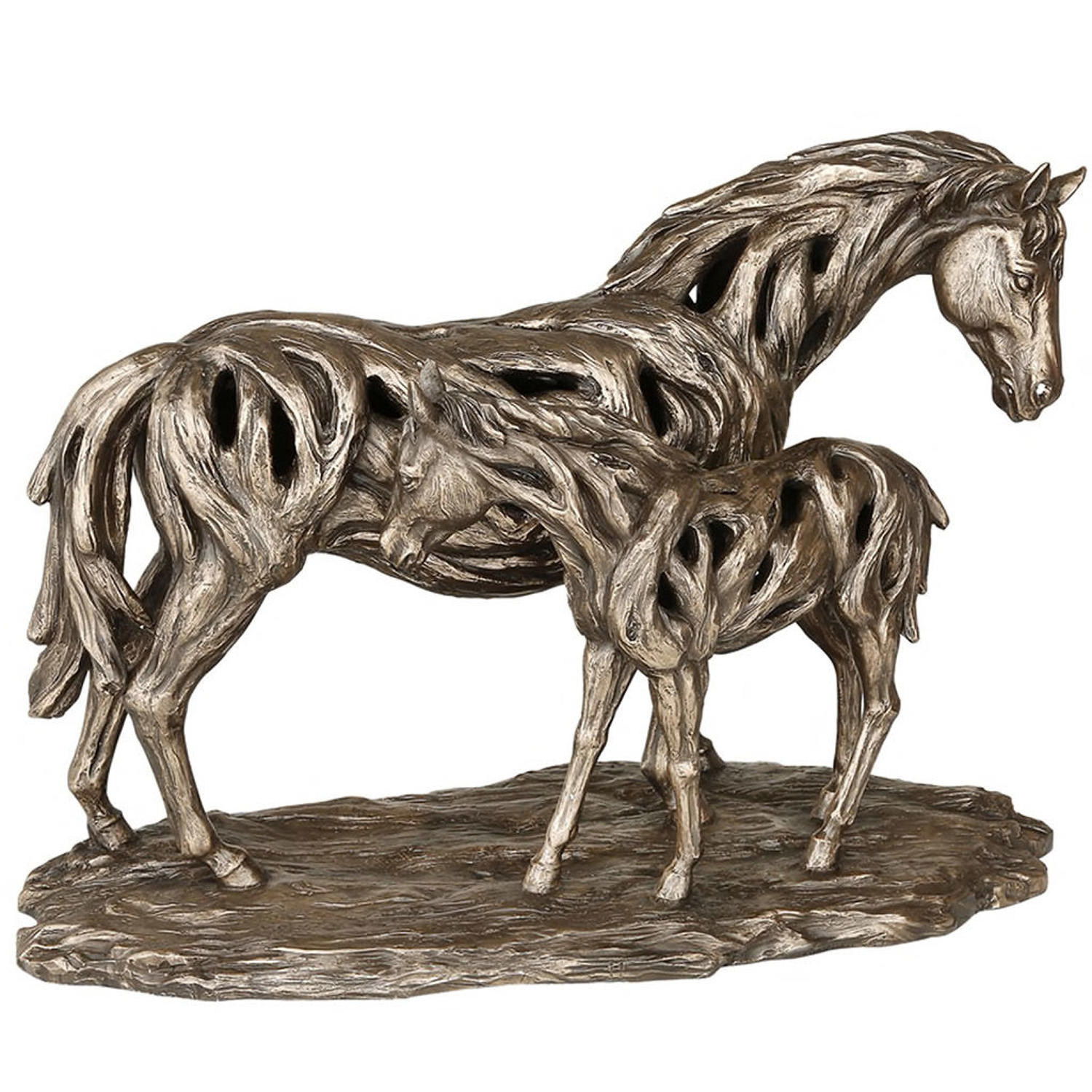 Driftwood Mare and Foal sculpture
