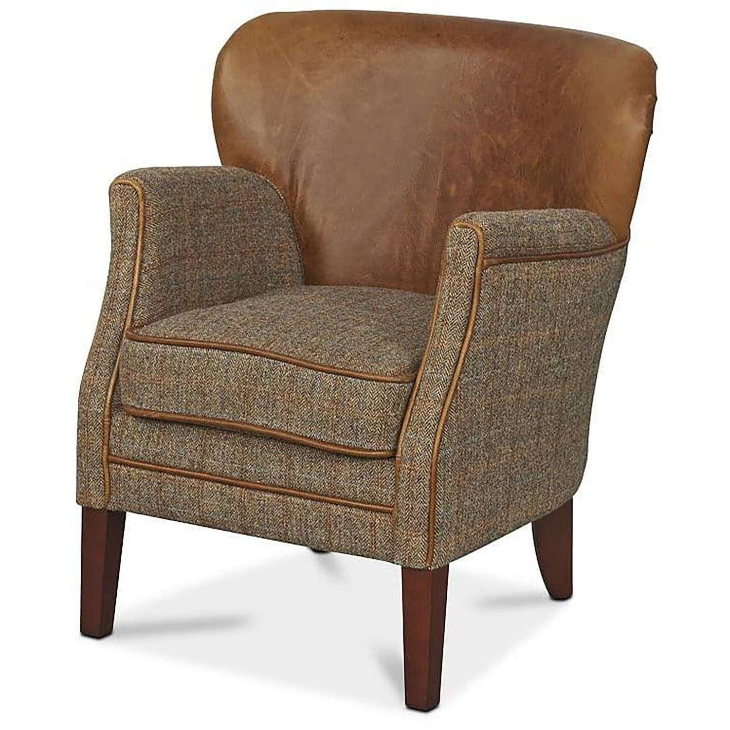Holmes Armchair in Harris Tweed and Leather