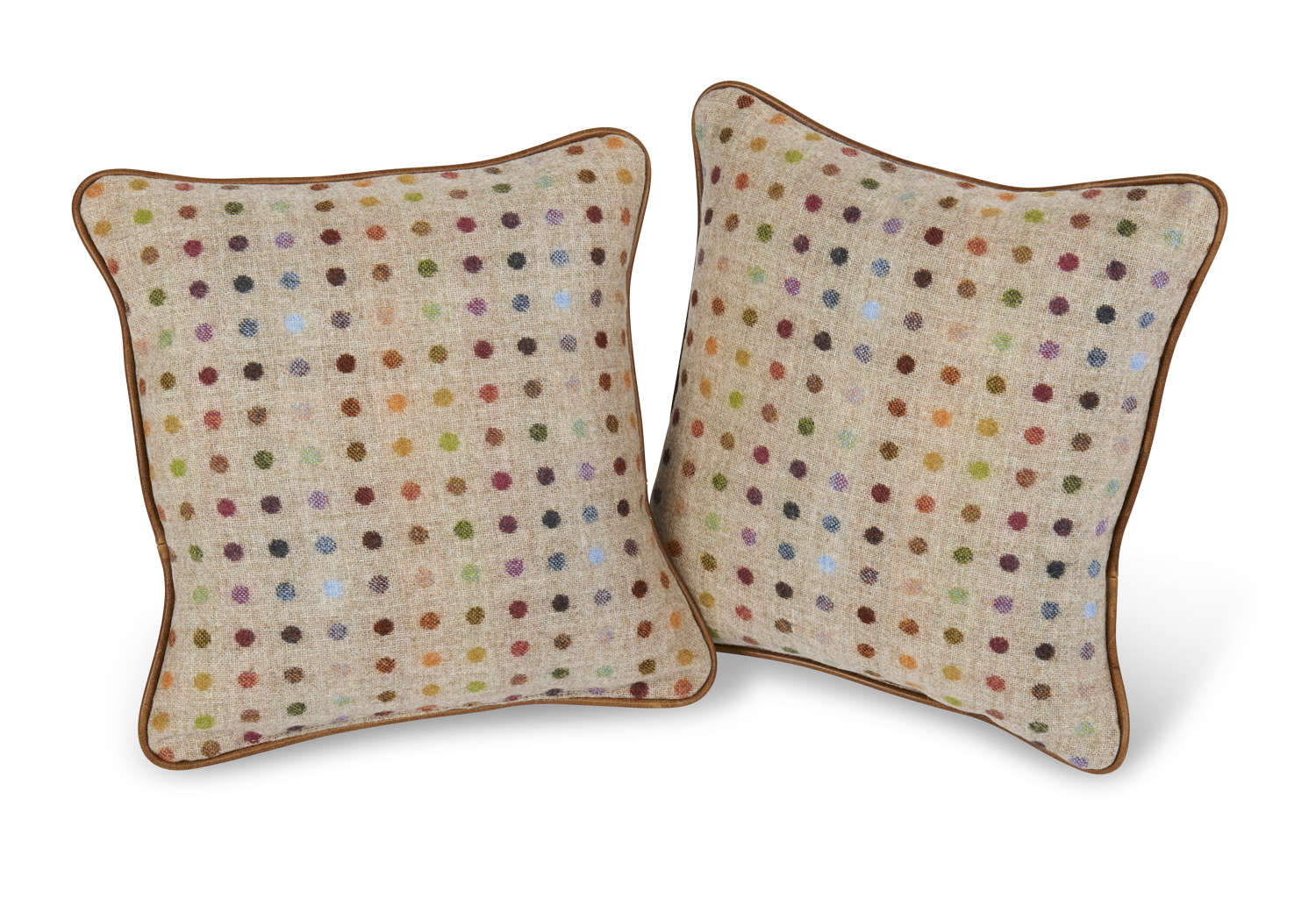 Fabric and Leather Piped Cushion