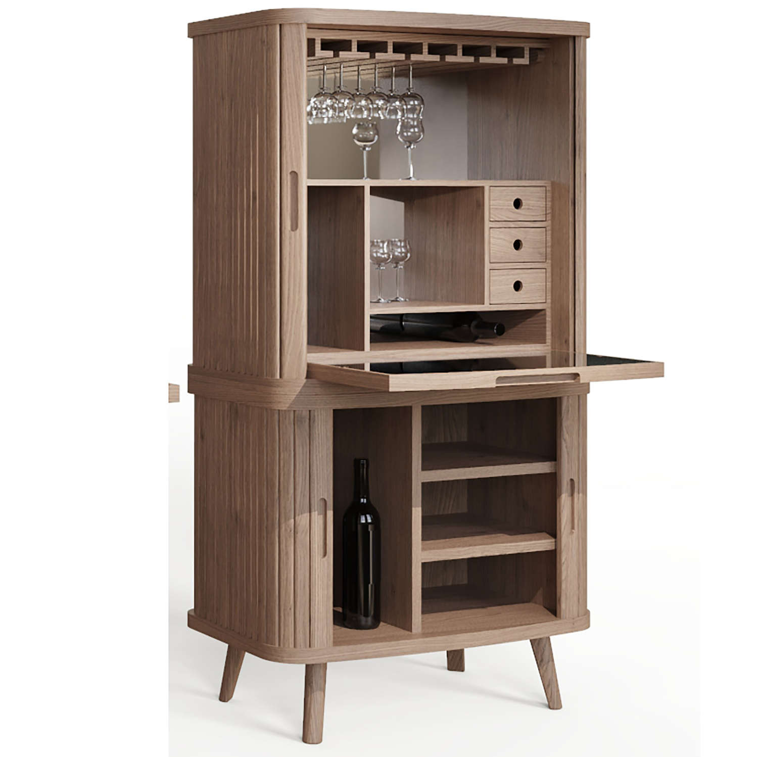 Tambour desk and drinks cabinet
