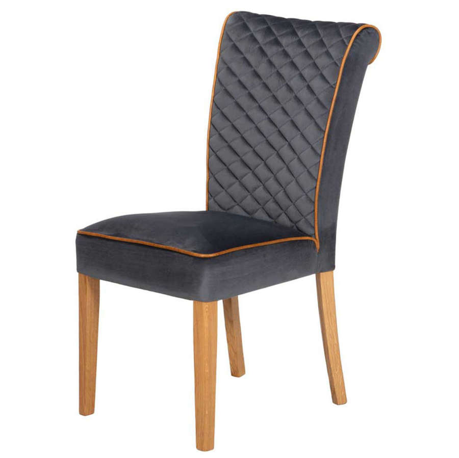 Trafford Dining Chair in Opulence charcoal and leather