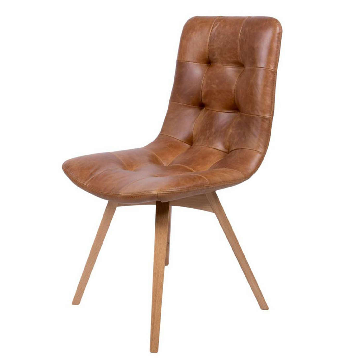 Allegro Dining chair in Cerato brown leather