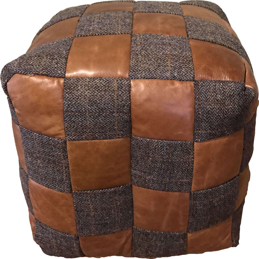 Harris Tweed and Leather beanbag
