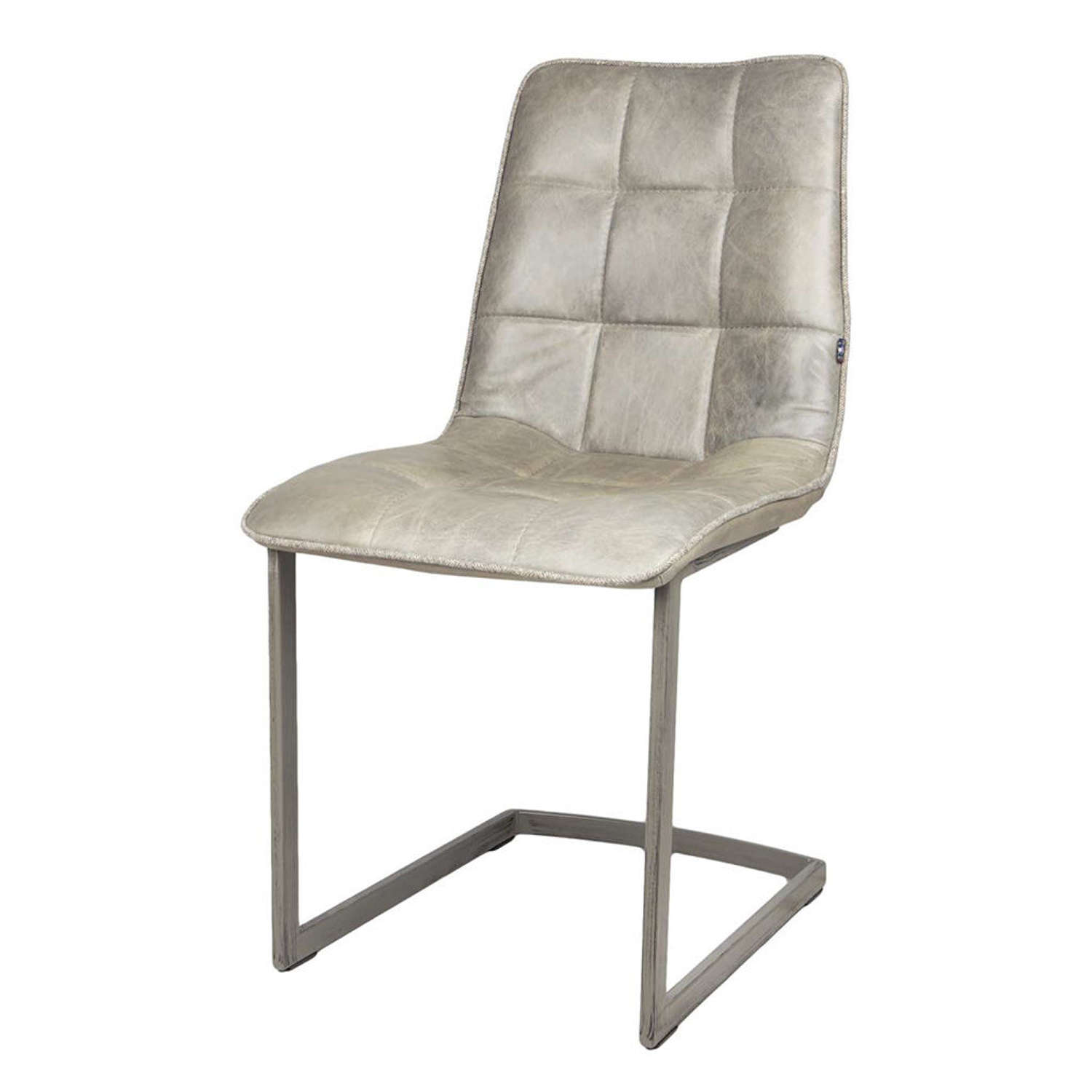 Dolomite Cerato Grey leather Dining Chair with piping