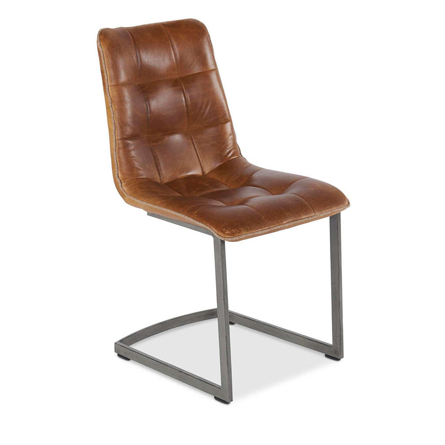 Dolomite Cerato Brown leather Dining Chair and piping