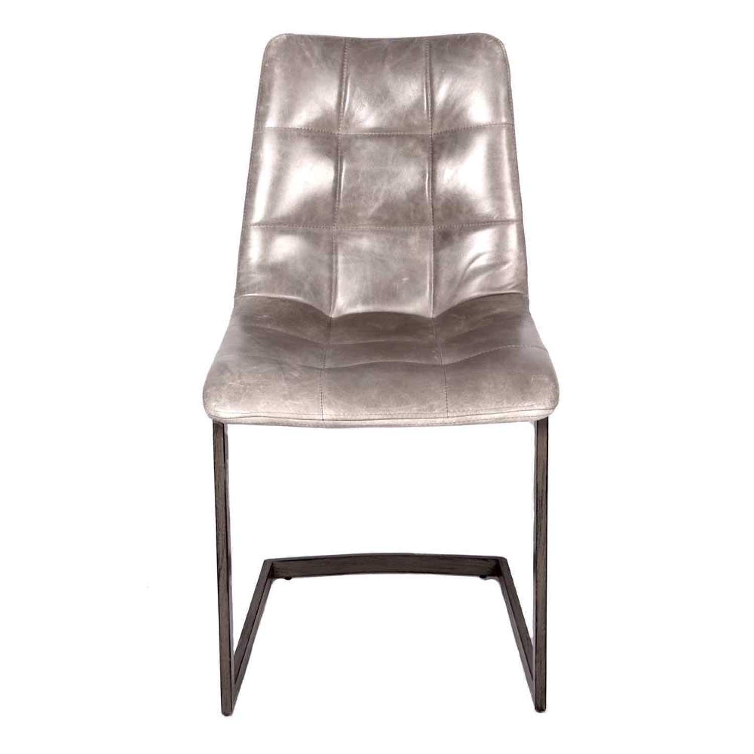 Dolomite Cerato grey leather Dining Chair without piping